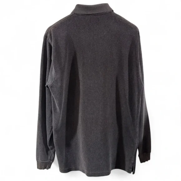 VTG Men's Gray Velvet-Like Ribbed Polo Shirt Size Large - Picture 3 of 5